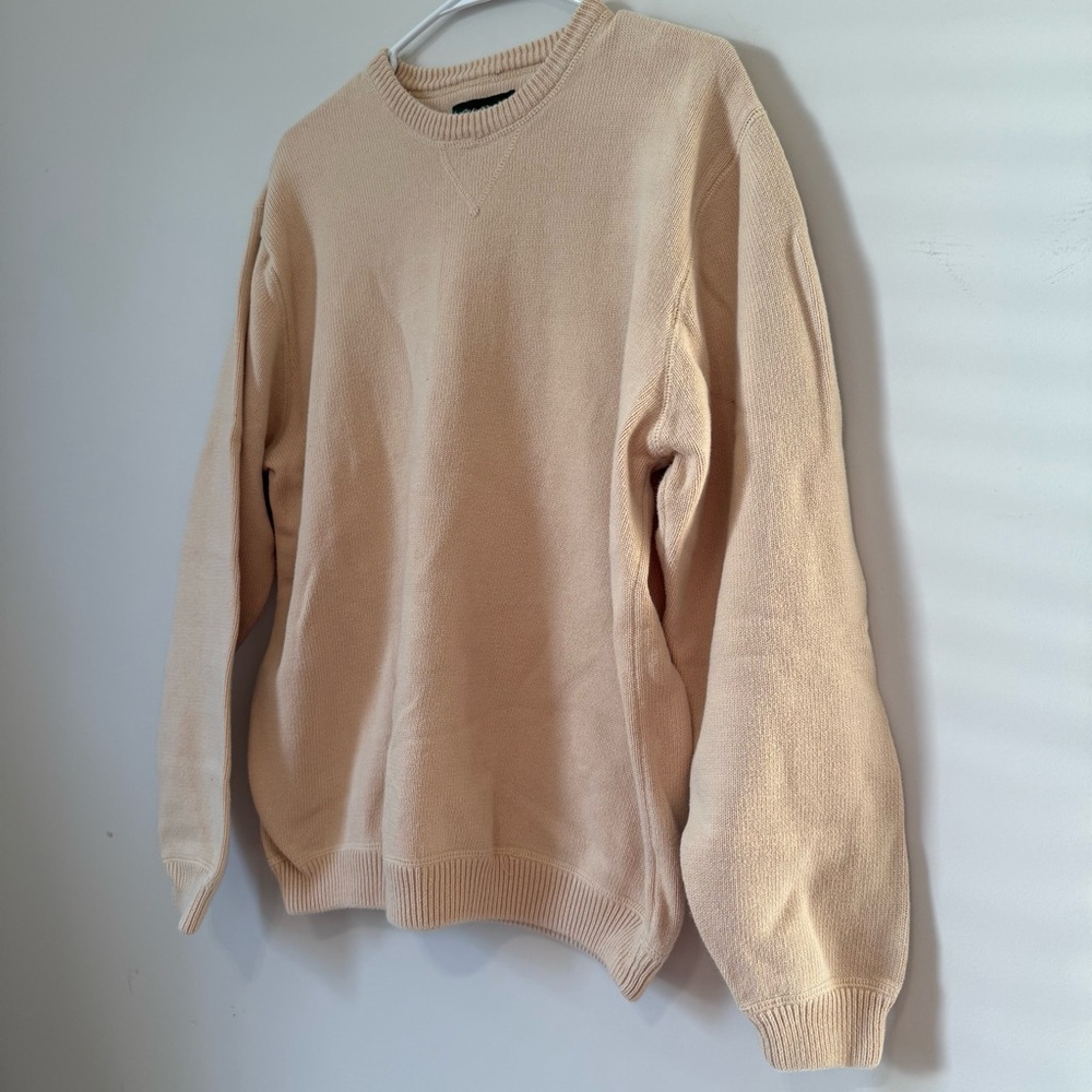 Eddie Bauer Vintage 90s Yellow Chunky Grandpacore Fisherman Men’s Cotton Sweater - Picture 7 of 10